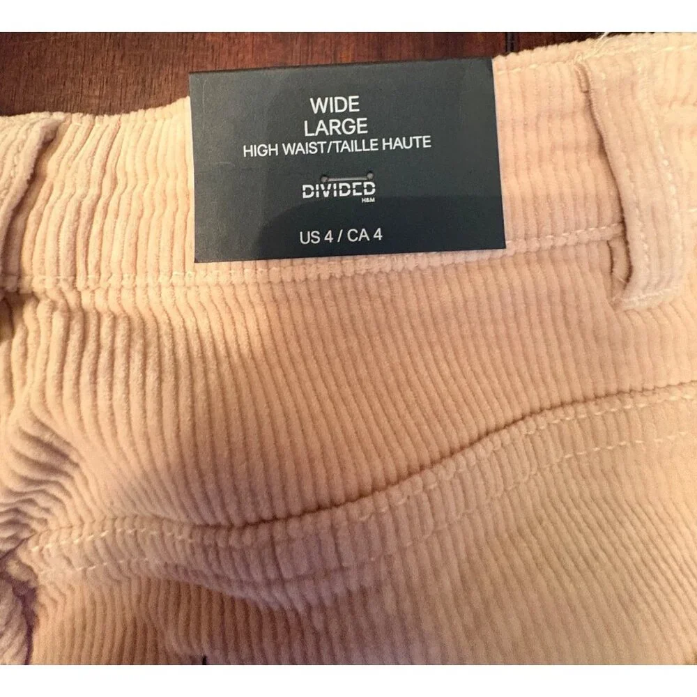 Beige Corduroy Wide Leg Pants For Quirky Fashion Lovers Size 4 - Picture 9 of 11